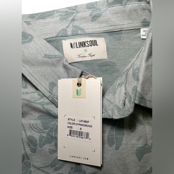 Linksoul New Men's Green Floral Polo Shirt Size Small NWT - Picture 6 of 7